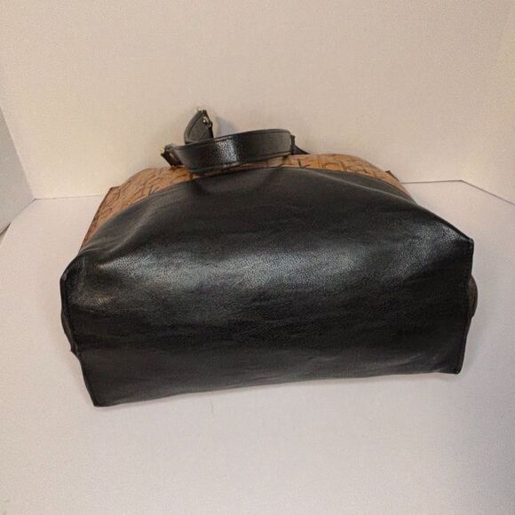 Calvin Klein Leather Tan Black Monogram Shoulder Bag Handbag Purse - Picture 5 of 8